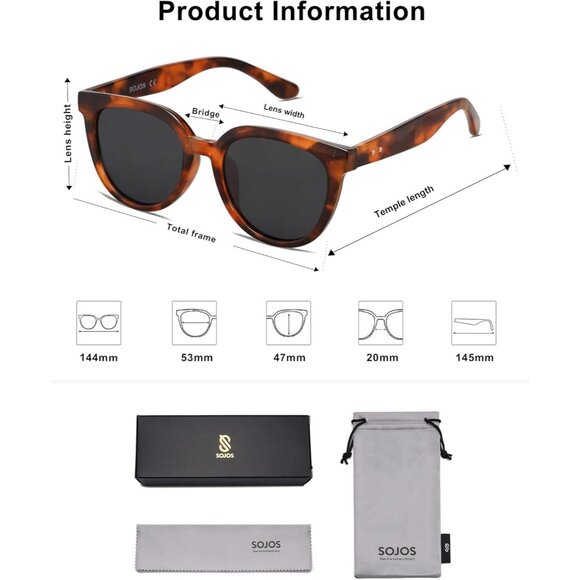 ? Women Black Trendy Cat Eye Sunglasses Round Polarized Fashion Sunnies Eyewear